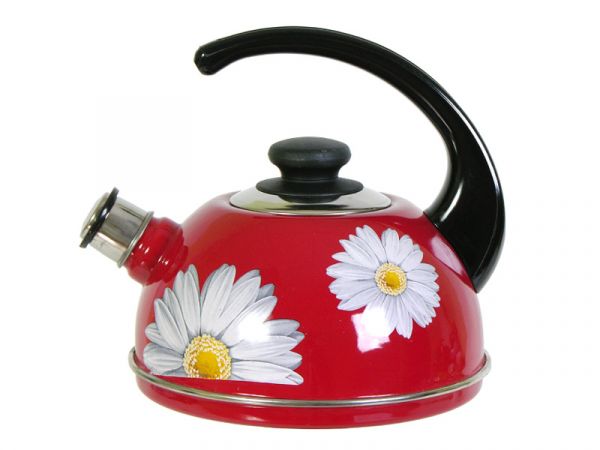 Kettle 2.5l ?04/25/01/14 burgundy handle "Chamomile" (decor-stainless steel)